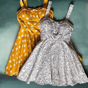 Ixia Mini Skater Dresses Fit and Flare Polka Dot + Bicycles